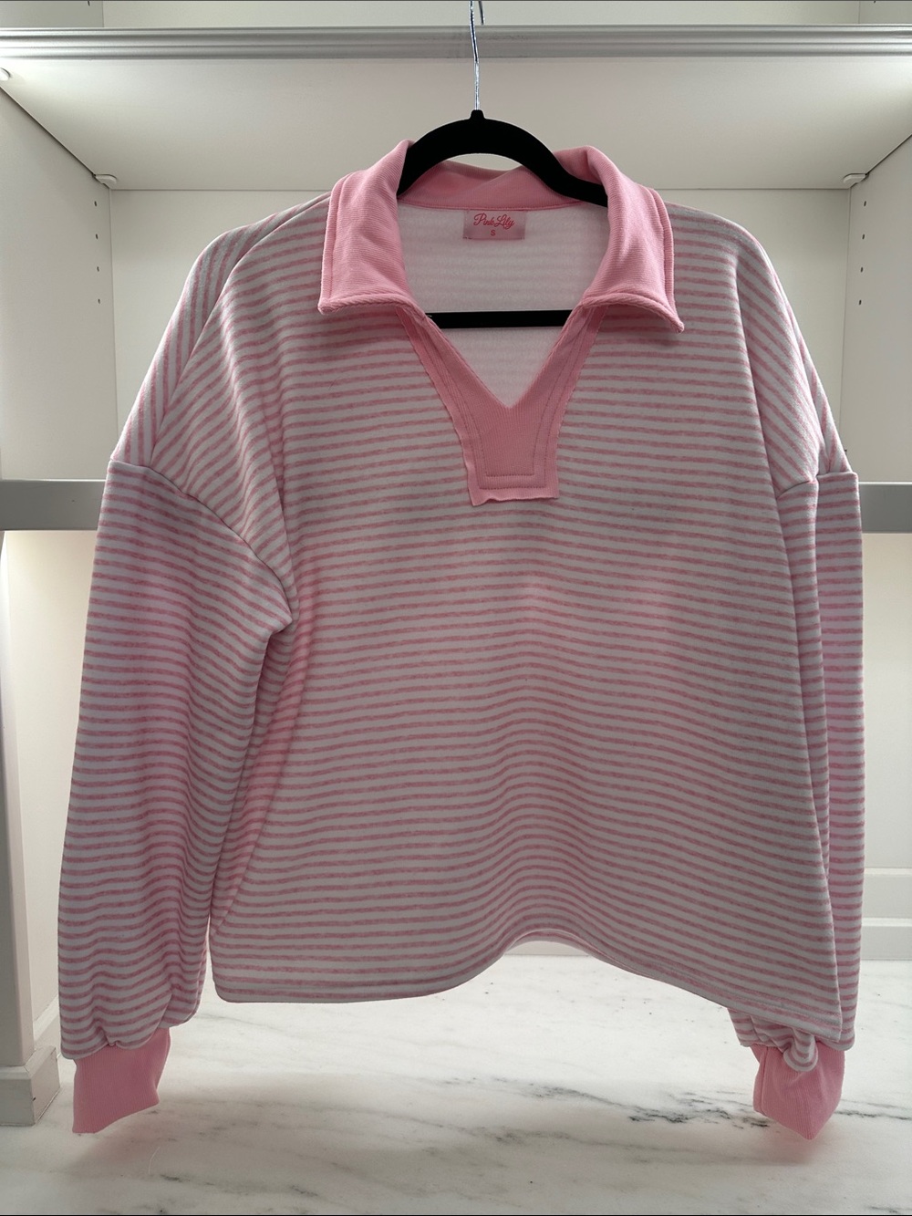 Pink Lily small Pink Striped Pullover Sweater. Like new